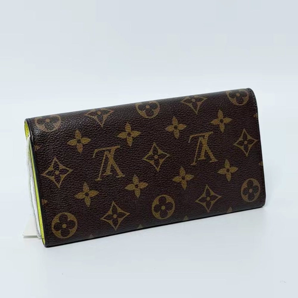 Pre Owned Louis Vuitton Monogram Canvas Wallet with Acid Yellow Accent - Picture 2 of 5